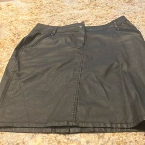 Loft black coated denim knee length skirt.  Like new condition